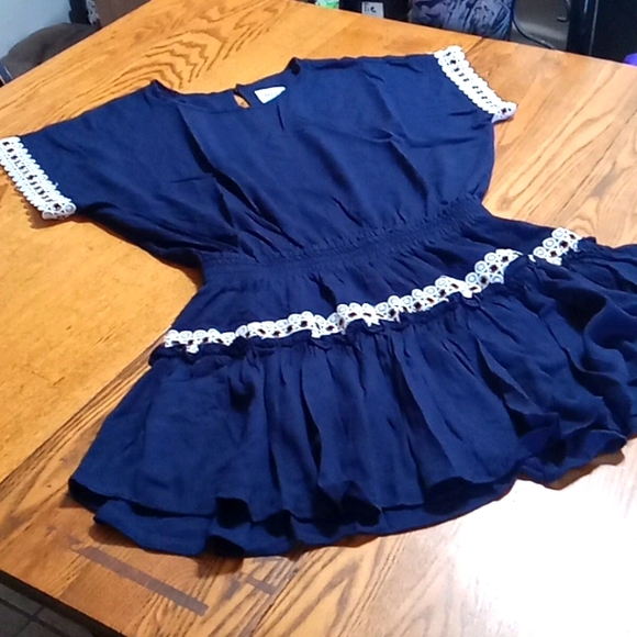 MISA LOS ANGELES LA Womens DRESS XS NAVY BLUE Mini Casual Party Preowned COTTON - Picture 2 of 12